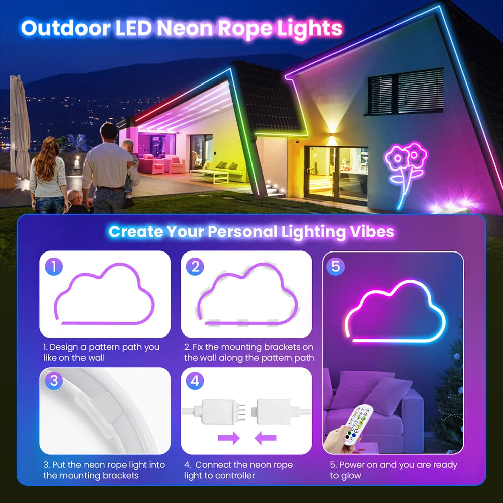 10M/5M/3M Neon WIFI RGB Led