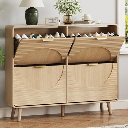 Fluted Shoe Storage Cabinet