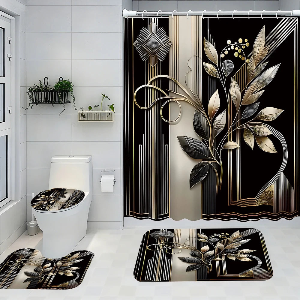 Elegant black and gold bathroom set