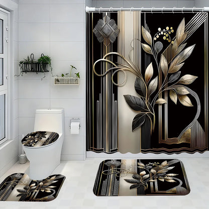Elegant black and gold bathroom set