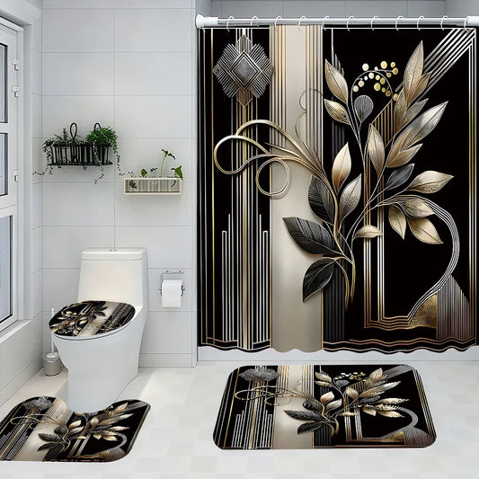 Elegant black and gold bathroom set