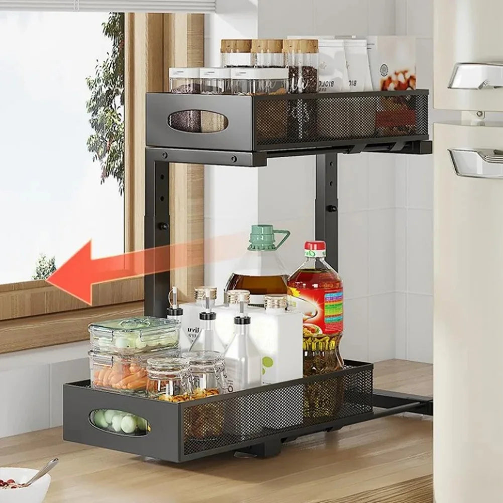 Black 2 Tier  Under Sink Organizer