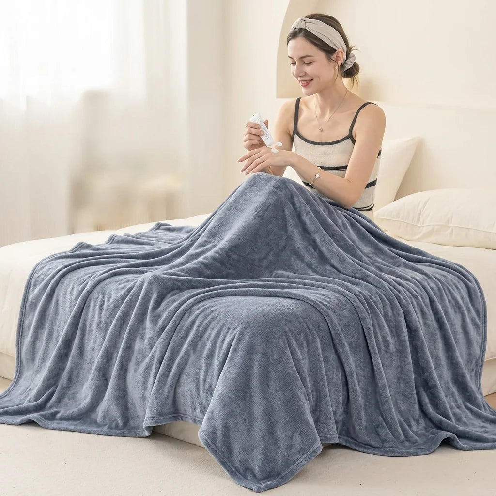 Solid Flannel Multifunctional Throw Blanket