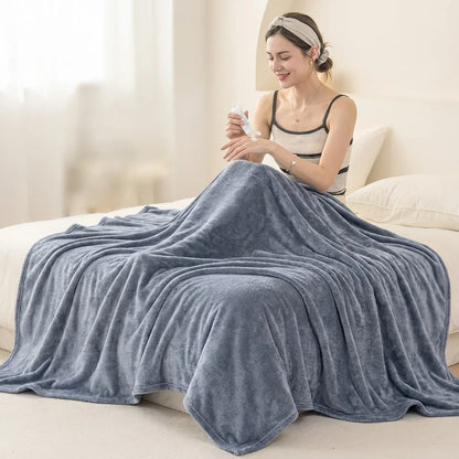 Solid Flannel Multifunctional Throw Blanket