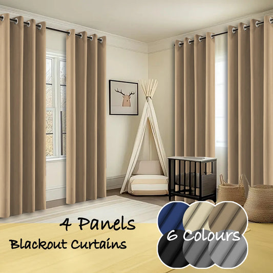 4 Panels Thermal Insulated Blackout Curtains