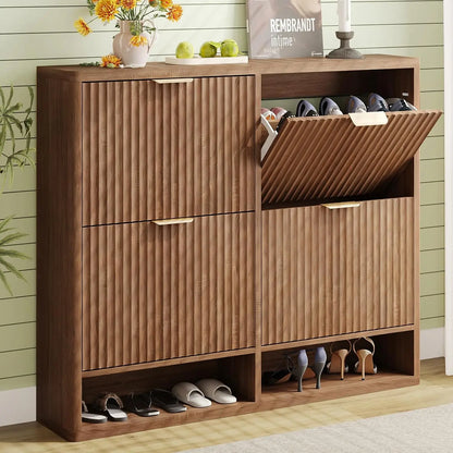 Fluted Shoe Storage Cabinet