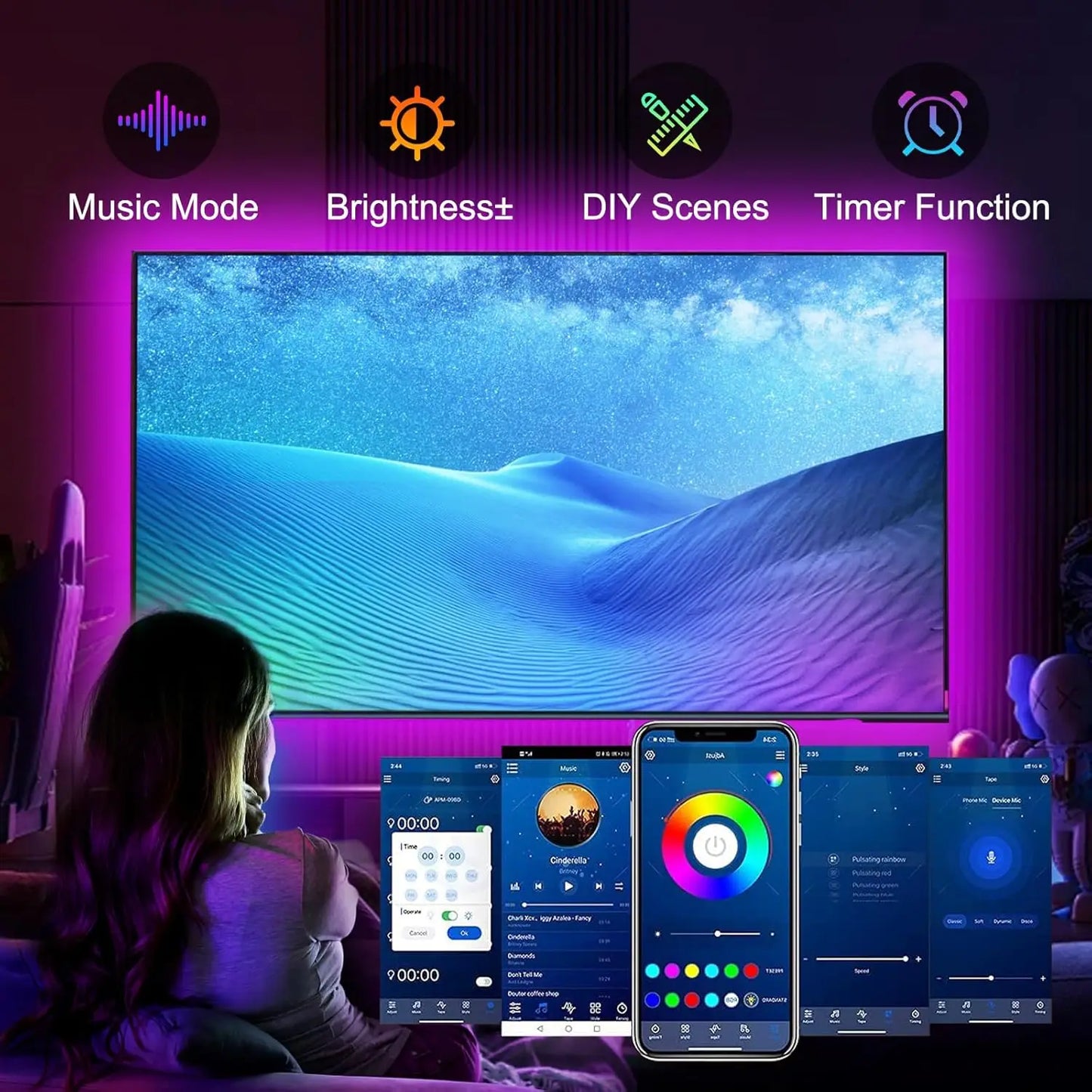 3/5M Purple LED Strip Light
