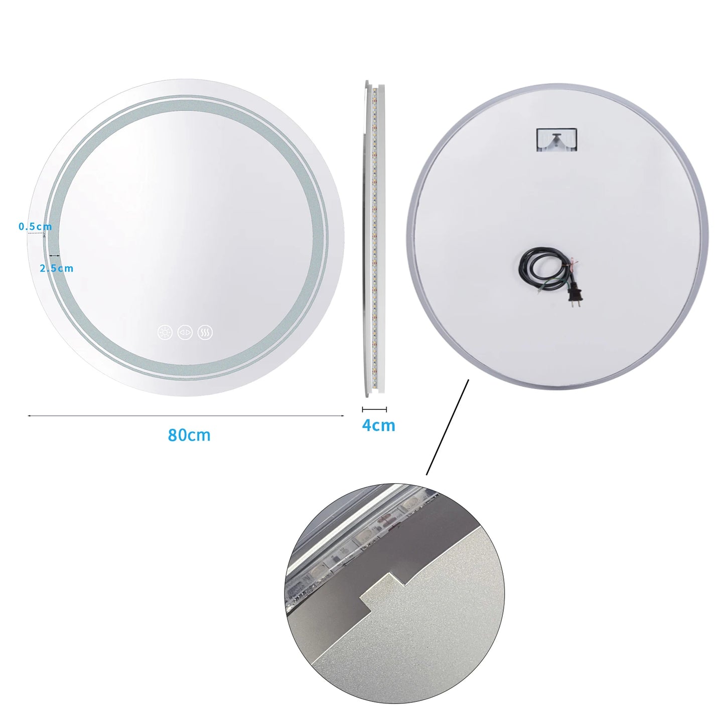 Round Illuminate Bathroom Mirror