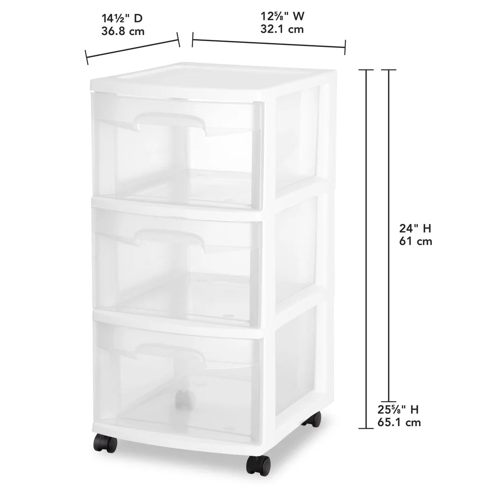 3 Drawer Plastic Storage
