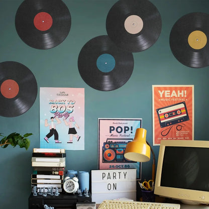 8Pcs Vinyl Record Wall Stickers