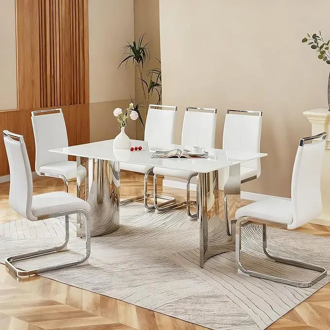 63" Faux Marble Dining Table Set for 6