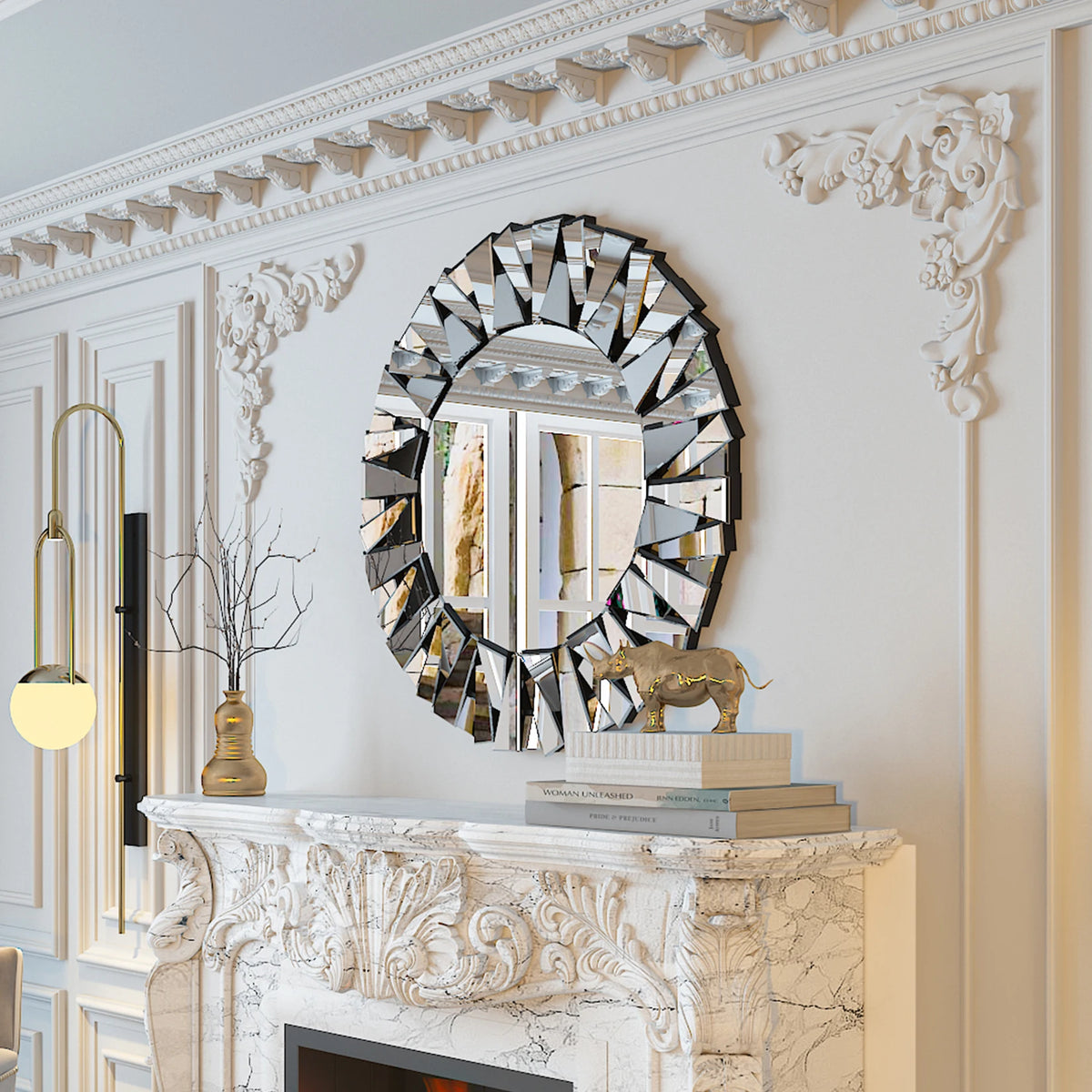 32" Wall Decorative Round Sunburst Mirror