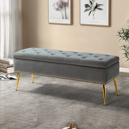 Modern Velvet Storage  Bench