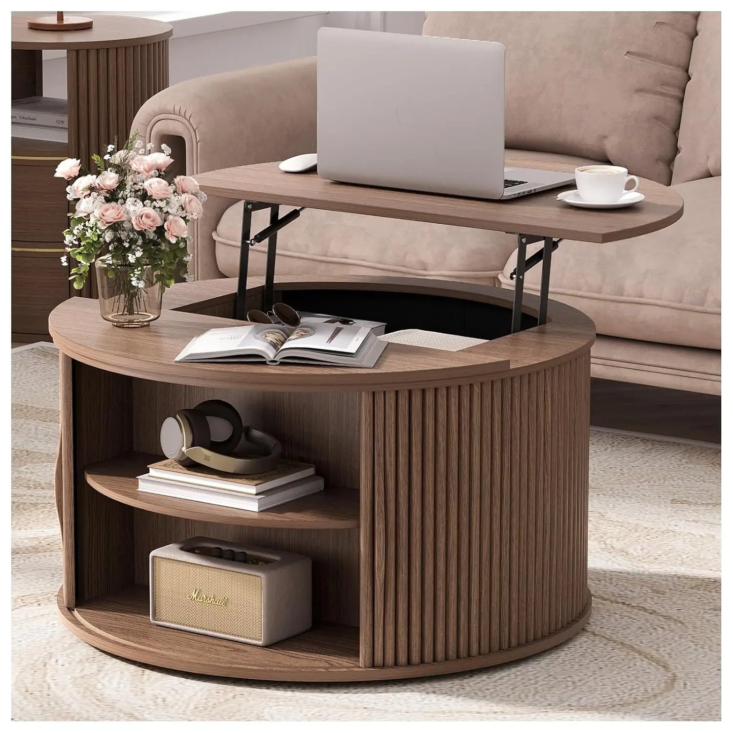 Round Coffee Table with Storage