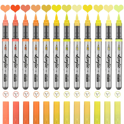 12 pcs Brush Tip Acrylic Paint Pens Set