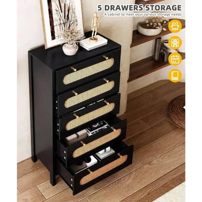 47" Tall Natural Rattan Buffet Cabinet