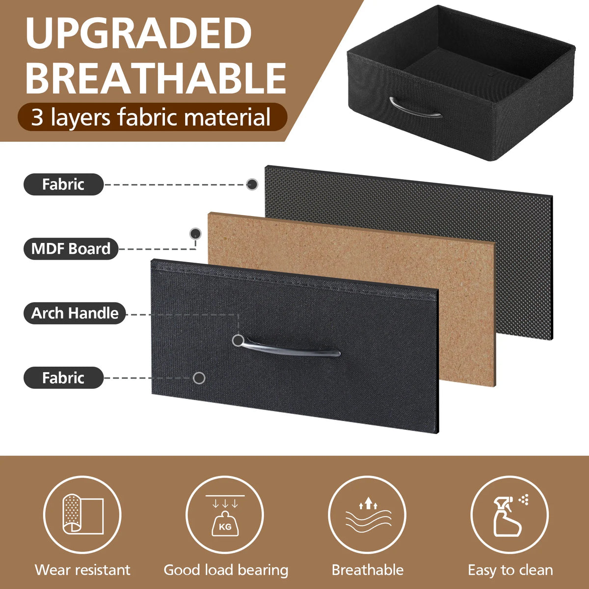 3 Fabric Drawers Cabinets