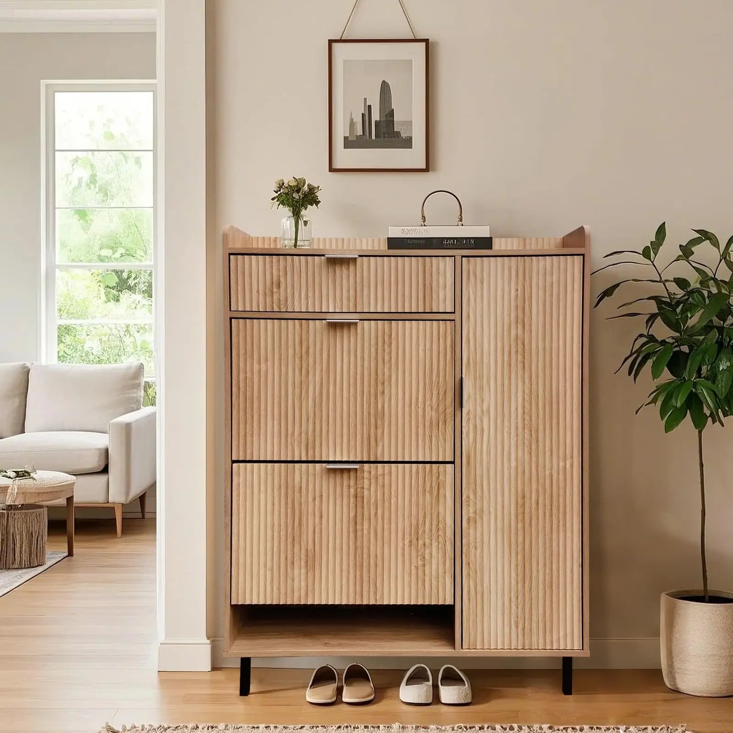 Storage Cabinet With Flip Drawers