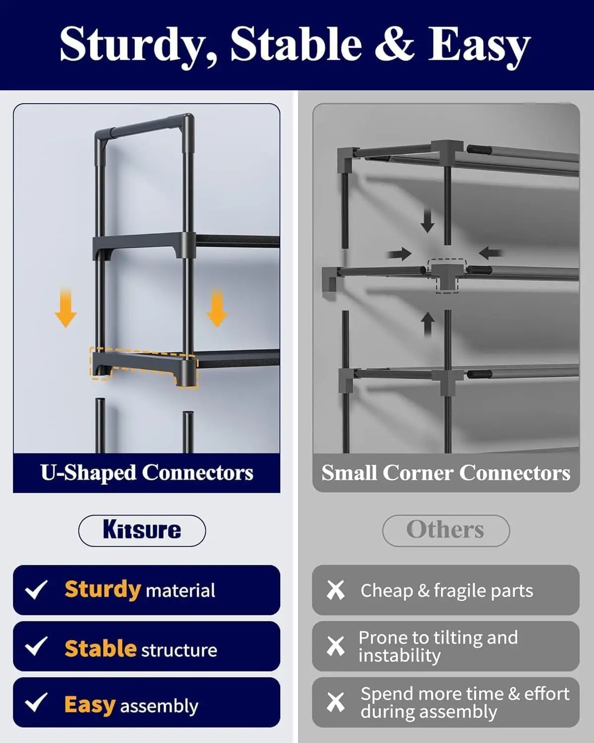 10-Tier Shoe Rack with Hooks