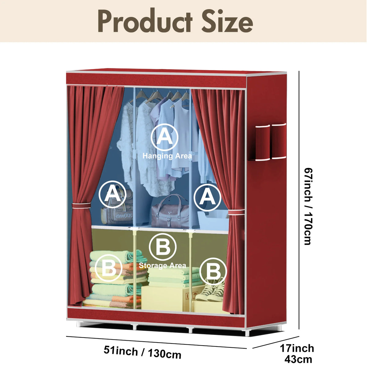 51-Inch Portable Closet Wardrobe