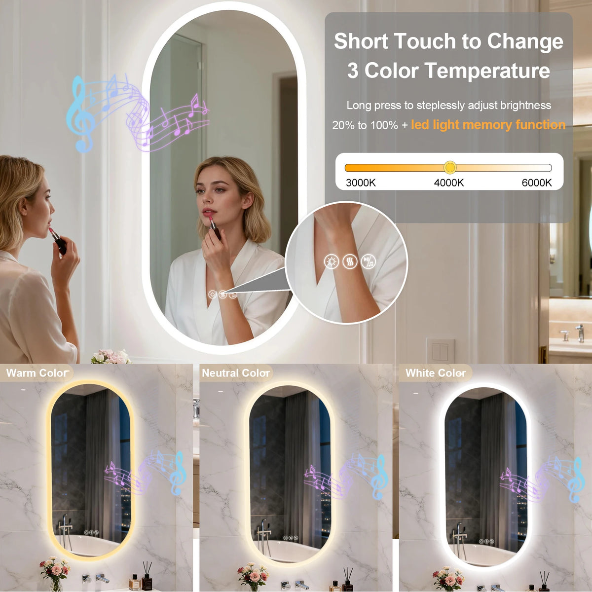 LED Bathroom Mirror 40"/48''