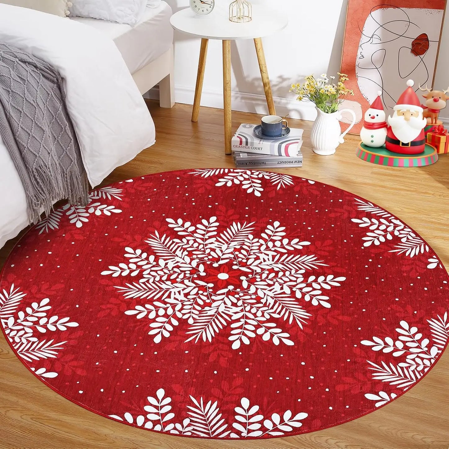 Christmas Snowflake Washable Area Rug Soft