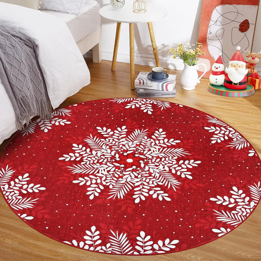 Christmas Snowflake Washable Area Rug Soft