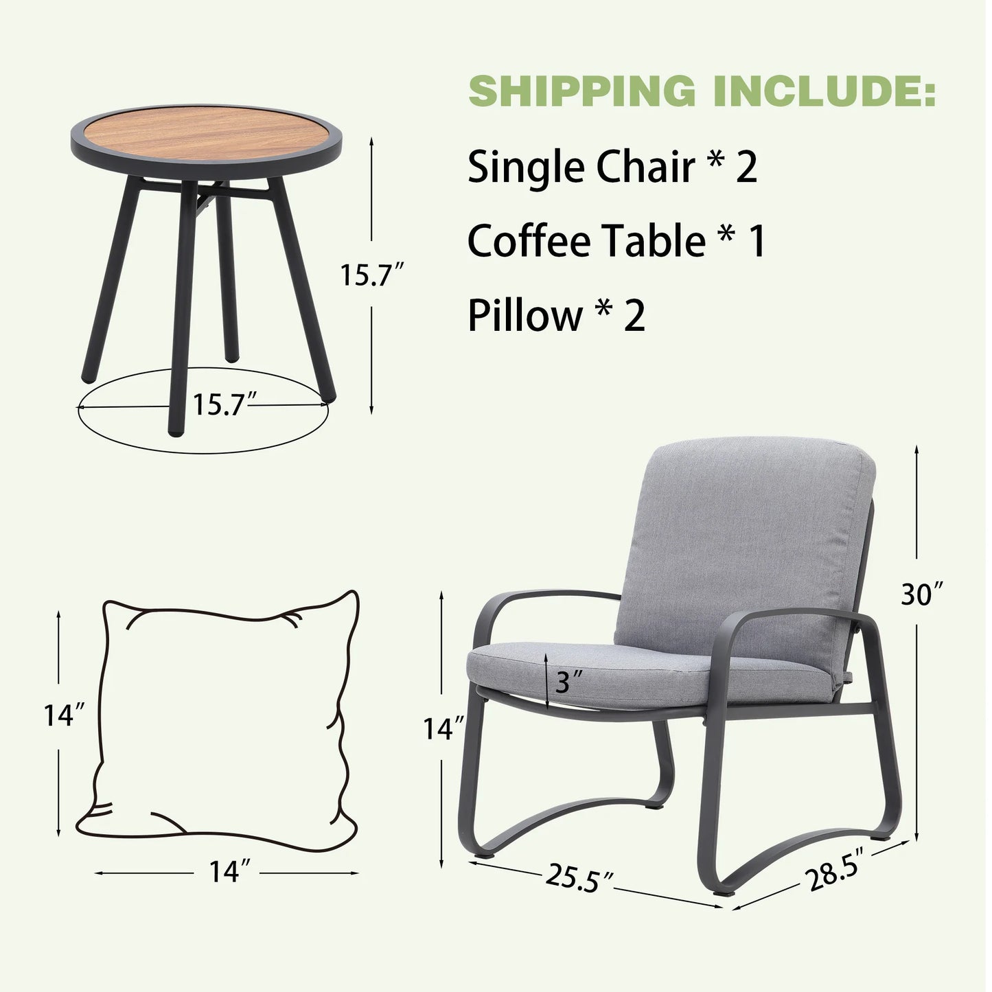 NAGA BAHNA 3 Piece Rocking Bistro Set