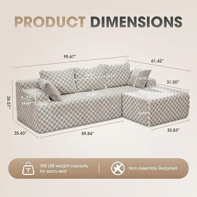 L-Shaped 3-Seat Sectional