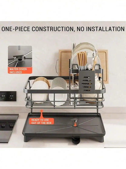 2-Tier Black Expandable Dish Drying Rack