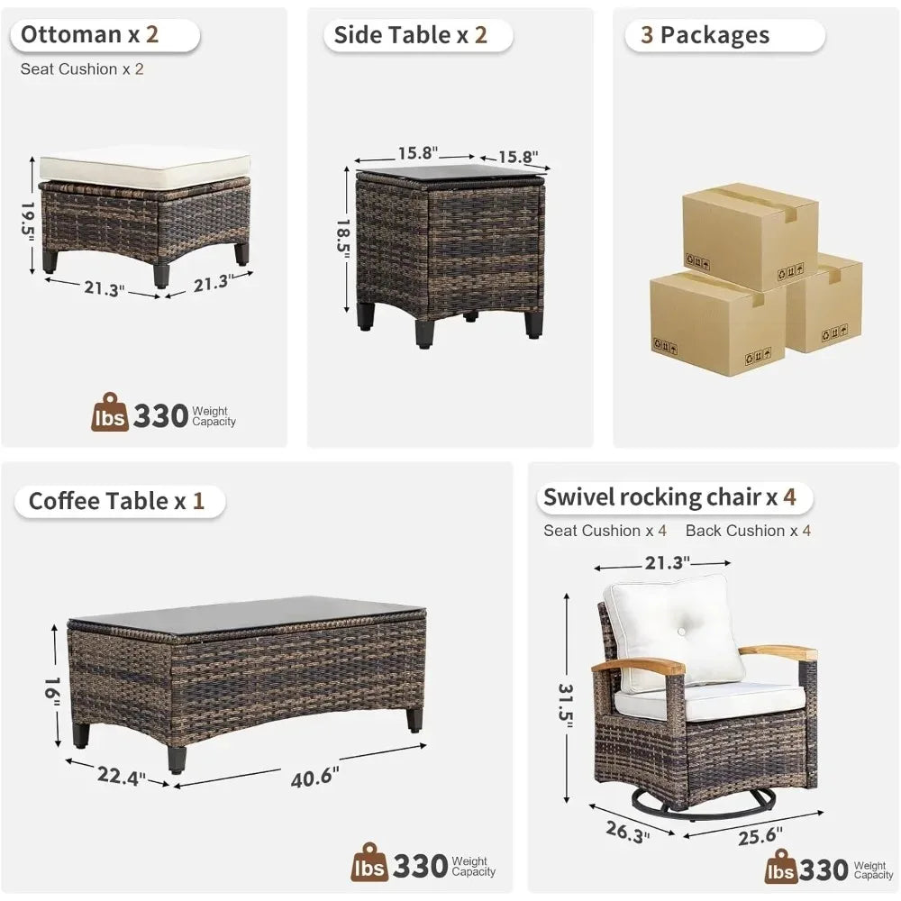 9 Pieces Outdoor Patio Furniture