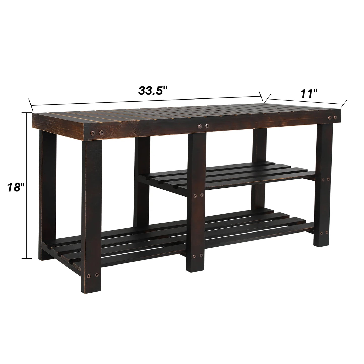 3-Tier Wood Shoe Bench