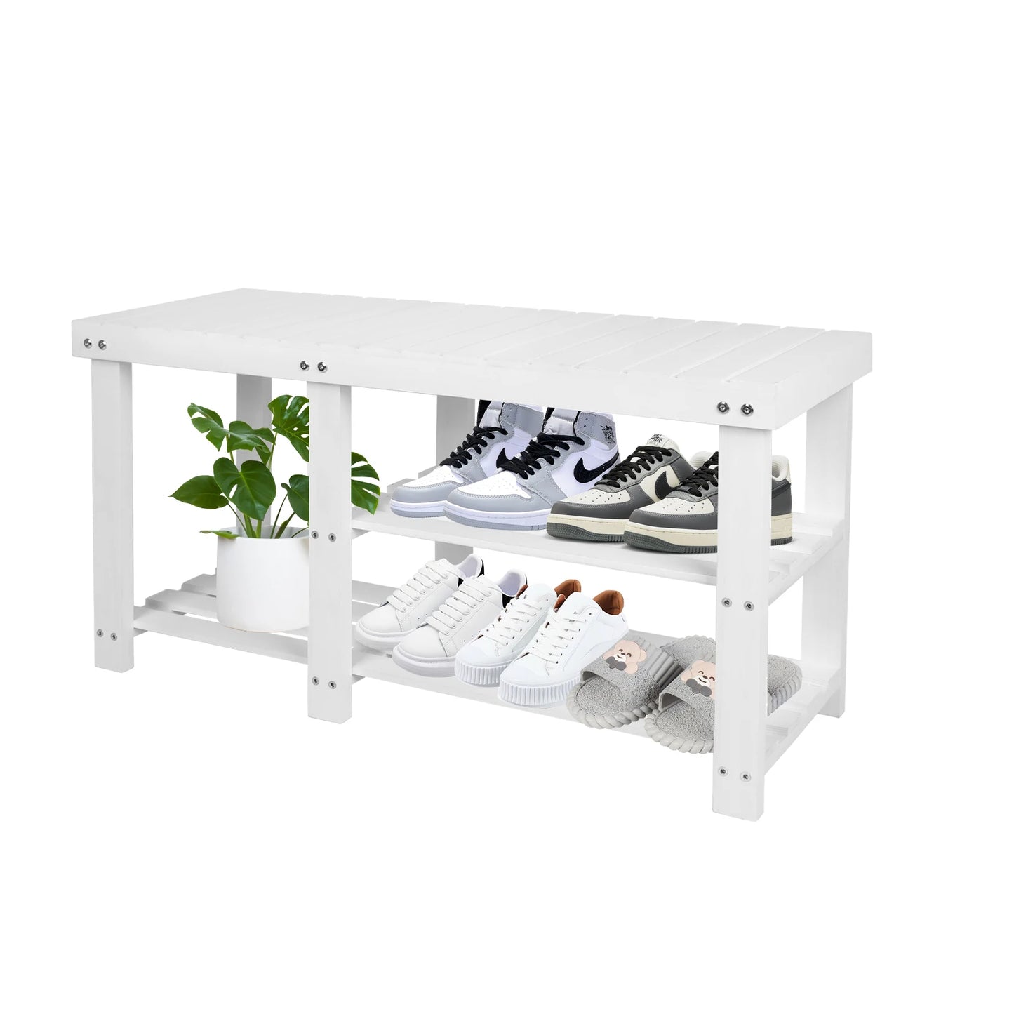 3-Tier Wood Shoe Bench