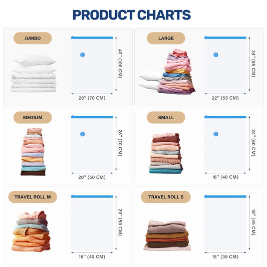 Vacuum Storage Bags (Jumbo 8 /10 Pack)