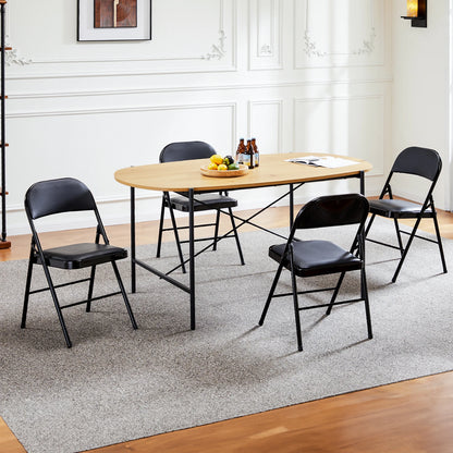 4 Pack Leather Padded Folding Chair Set