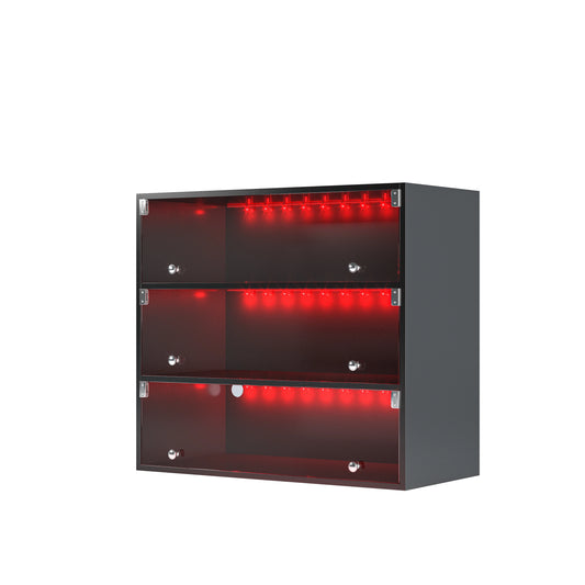 3-Tier LED Shoe Cabinet with Glass Door