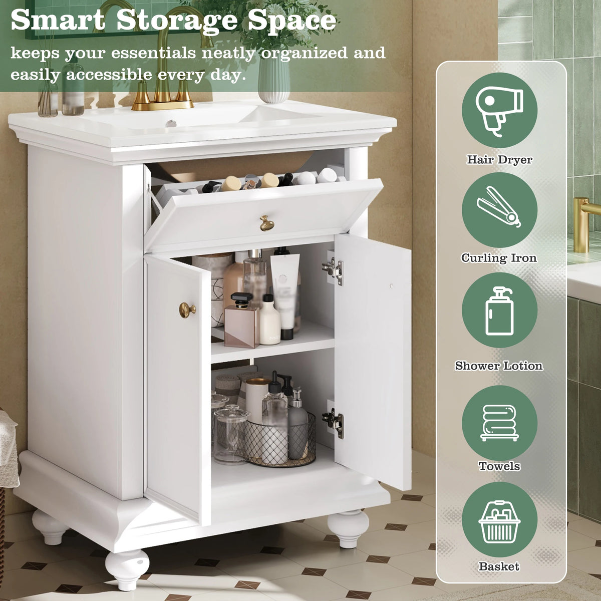 24" French Country Bathroom Vanity