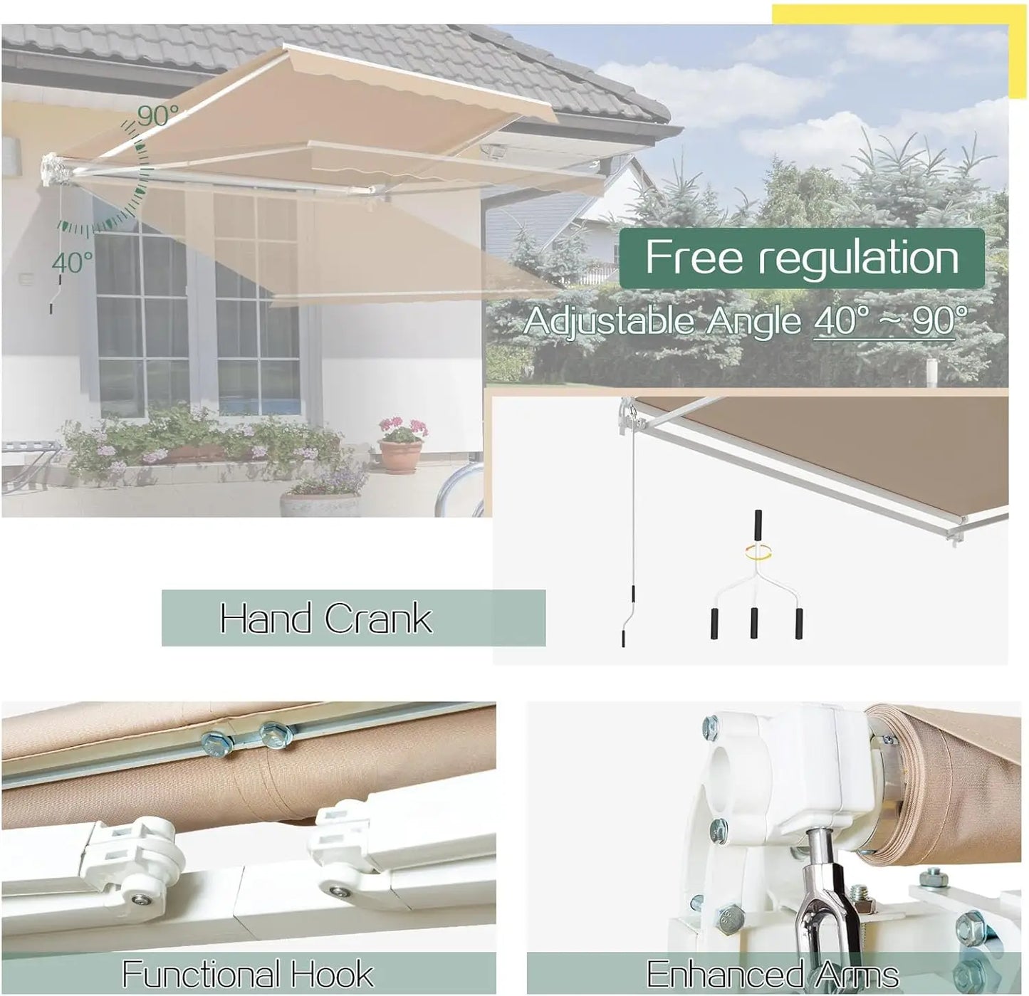 8.2'x6.5' Manual Patio Awnings
