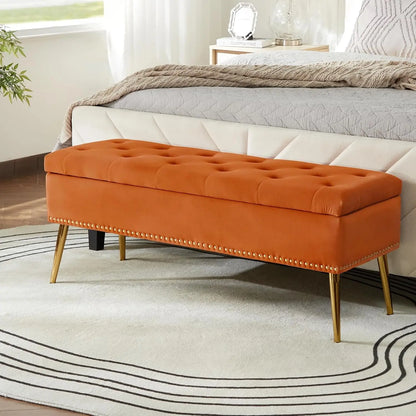 Modern Velvet Storage  Bench