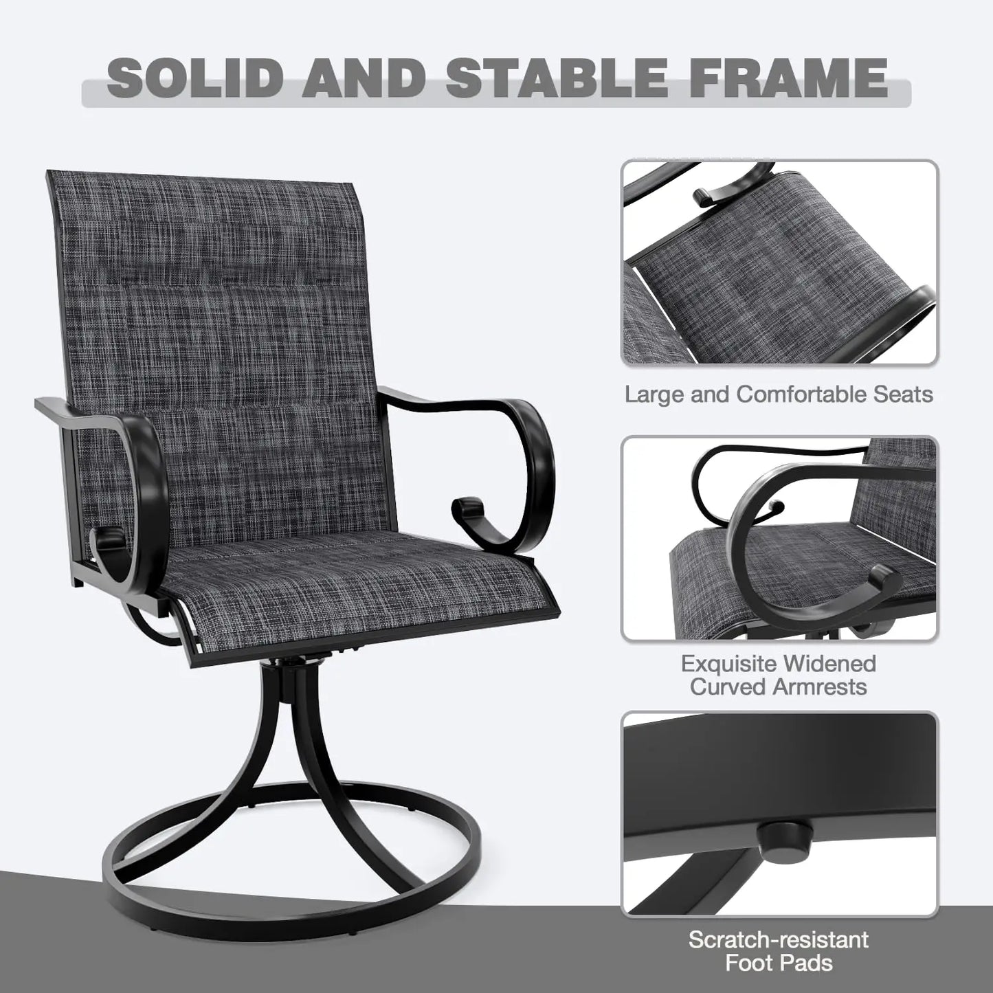 High Back Textilene Swivel Chair Set 2