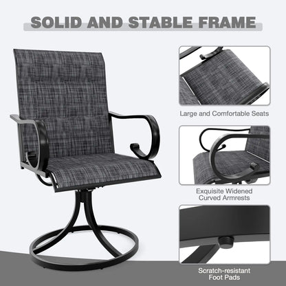 High Back Textilene Swivel Chair Set 2