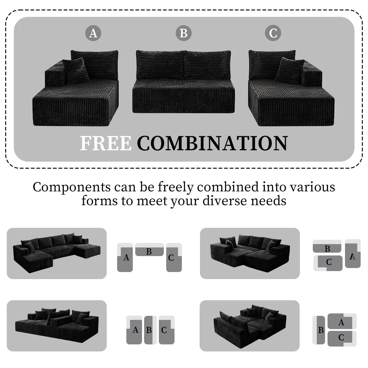 132in U-Shaped Sectional Sofa