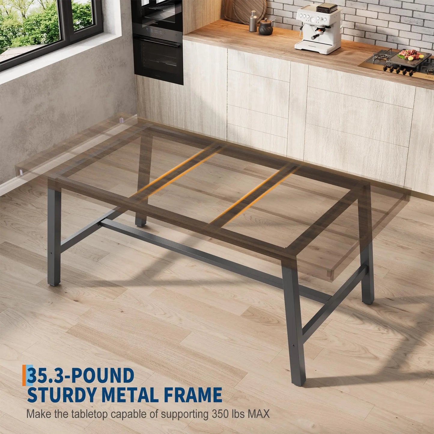 70.87" Industrial Dining Table For 6-8