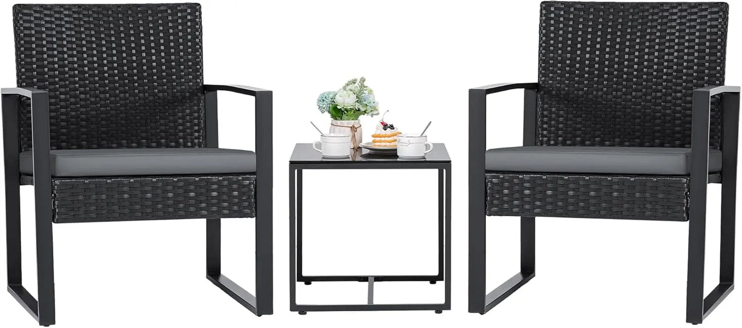 3 Pieces Outdoor Patio Wicker Furniture Set