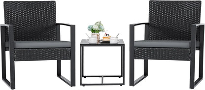 3 Pieces Outdoor Patio Wicker Furniture Set