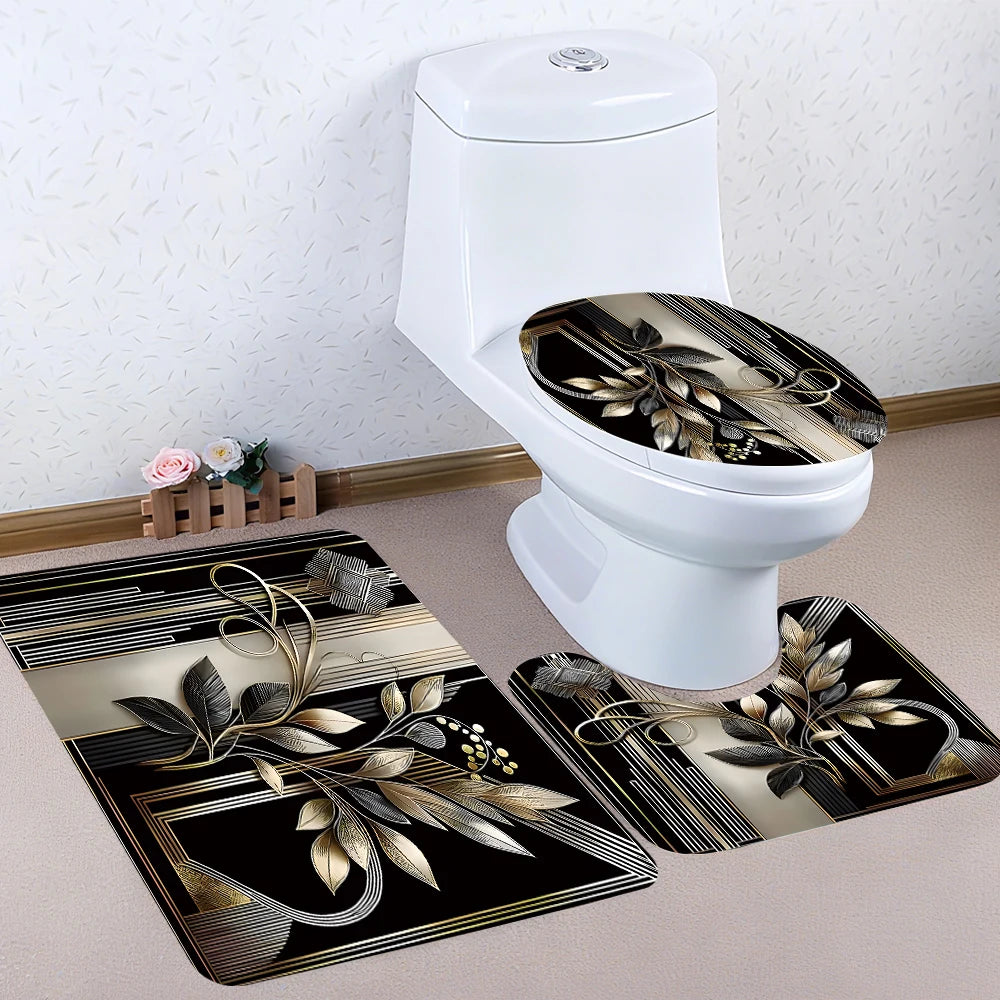 Elegant black and gold bathroom set