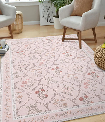 5x7 Pink Floral Rug