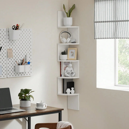 5-Tier Corner Floating Shelf Wall Mounted