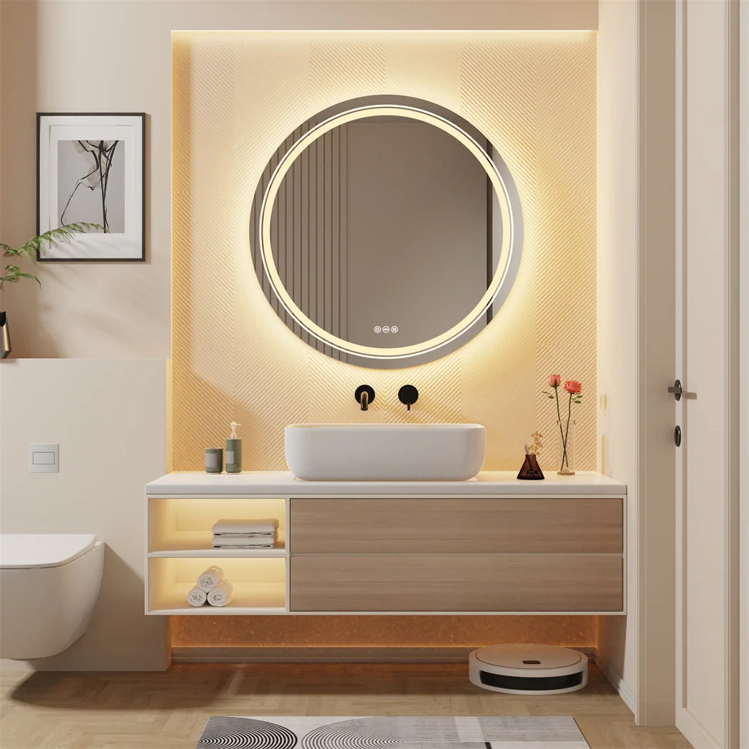 Round Illuminate Bathroom Mirror