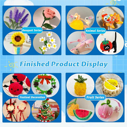 100-1500Pcs Colorful Pipe Cleaners